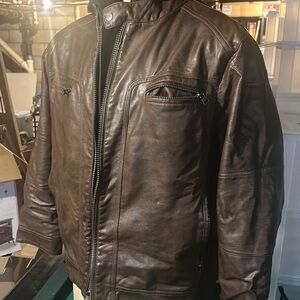 Calvin Klein Faux Leather Jacket with Hoodie